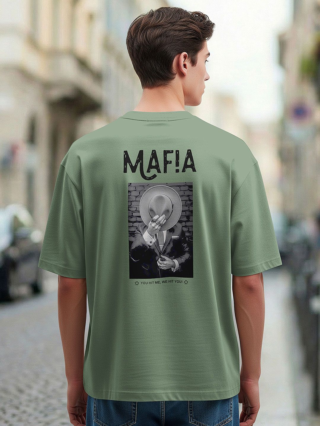 BULLMER Pack Of 2 Typography Printed Round Neck Oversized T-shirts