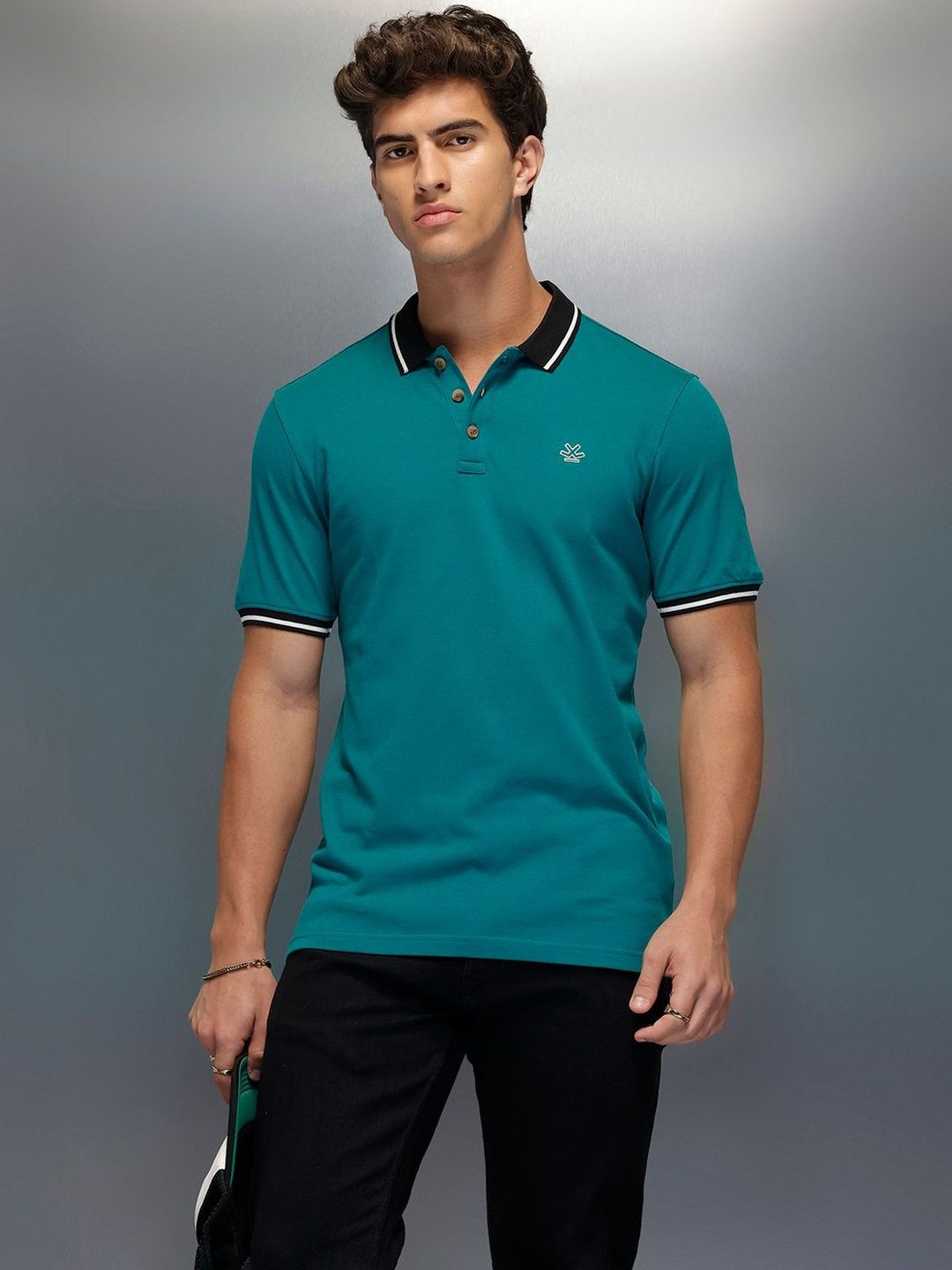 WROGN Men Polo Collar Slim Fit T-shirt