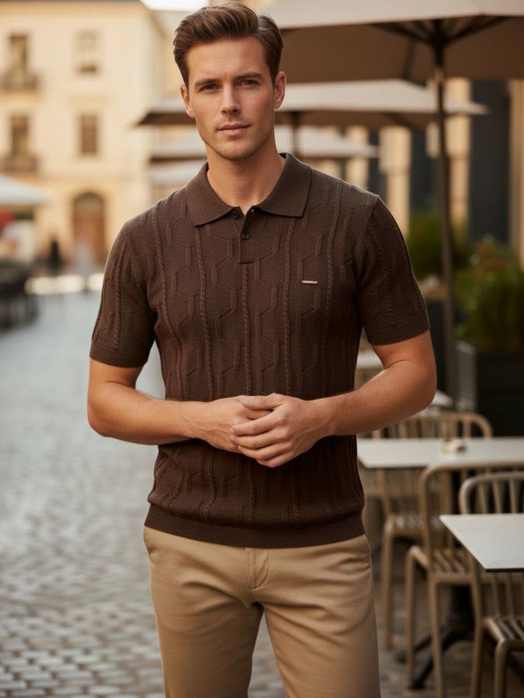 Mast & Harbour Men Polo Collar T-shirt