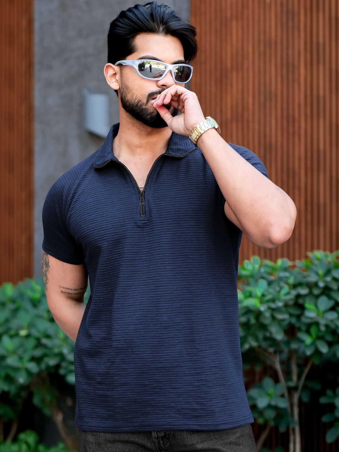 HAPPY KHAJANA Men Striped Polo Collar T-shirt