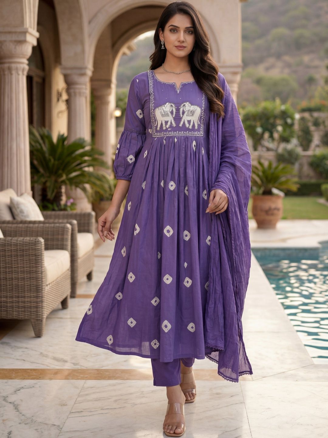 BAMSOM WEAR BAMSOM WEAR Women Ethnic Motifs Printed Regular Pure Cotton Kurta with Trousers & With Dupatta