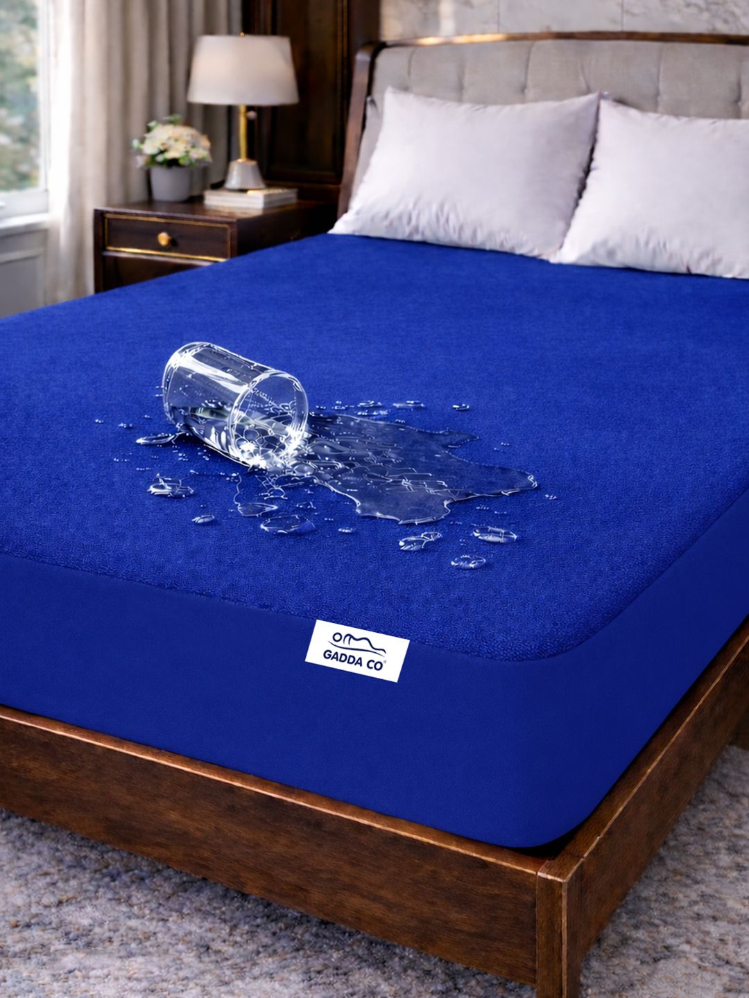 GADDA CO GADDA CO Royal Blue King Size Soft & Waterproof Mattress Protector