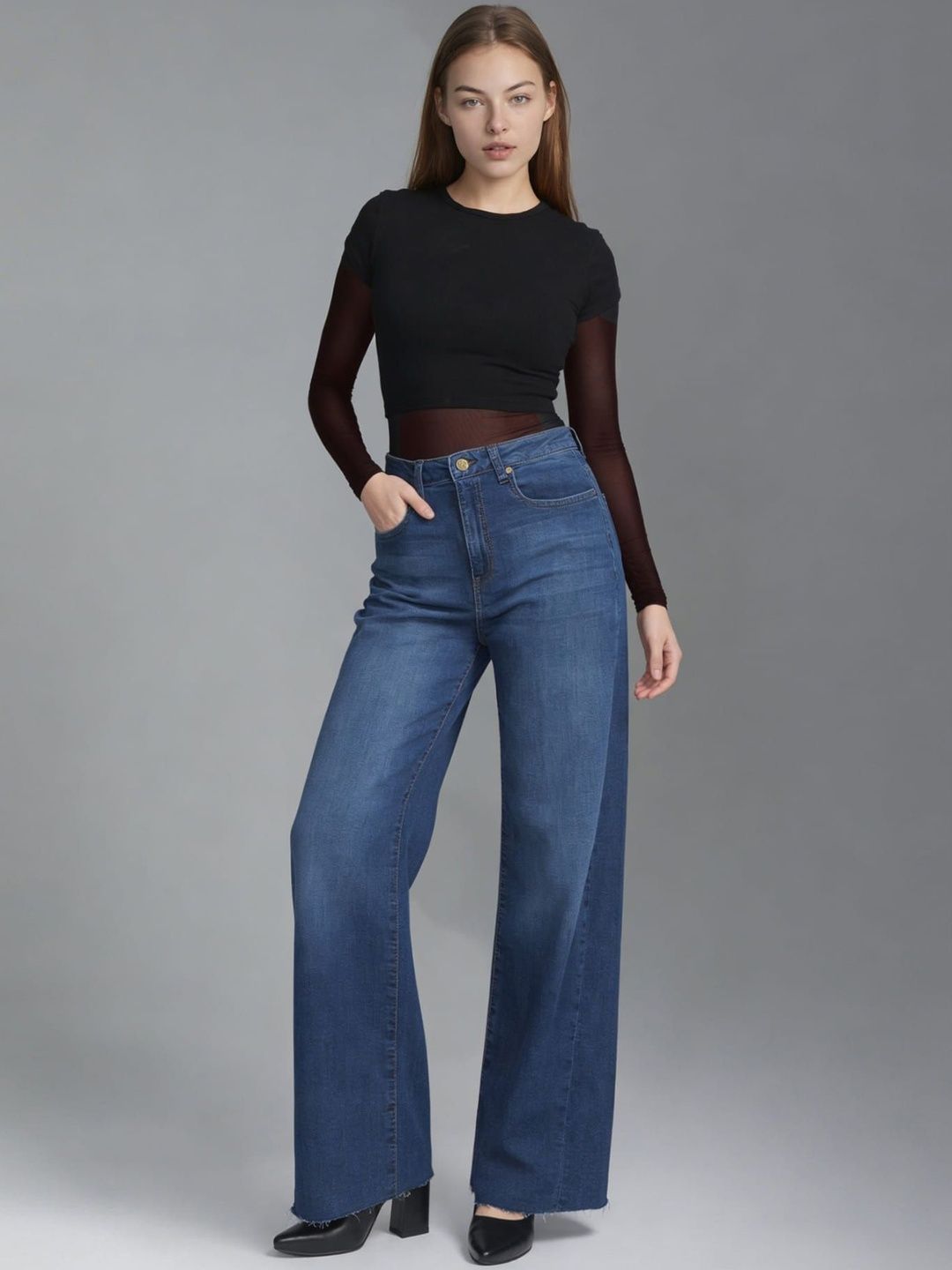 Flying Machine Flying Machine Women Dark Blue High-Rise Lightweight Stretchable Jeans