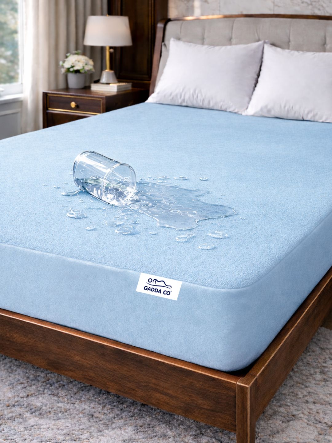 GADDA CO GADDA CO Blue Queen Size Soft & Waterproof Mattress Protector