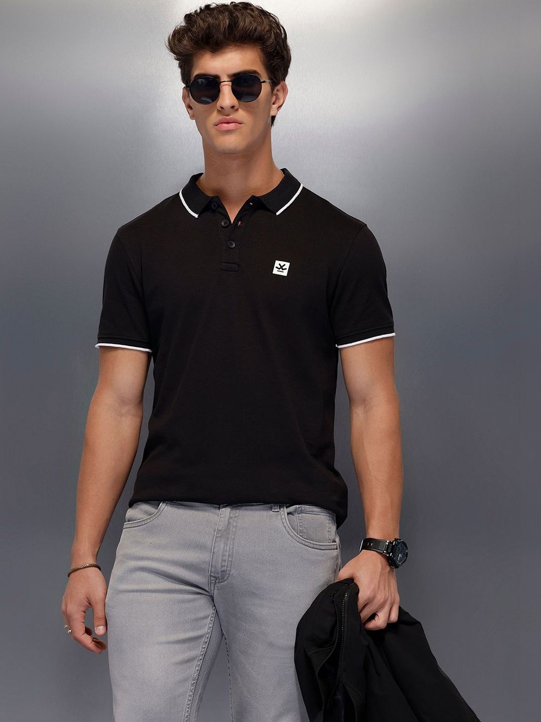 WROGN Men Polo Collar Slim Fit T-shirt