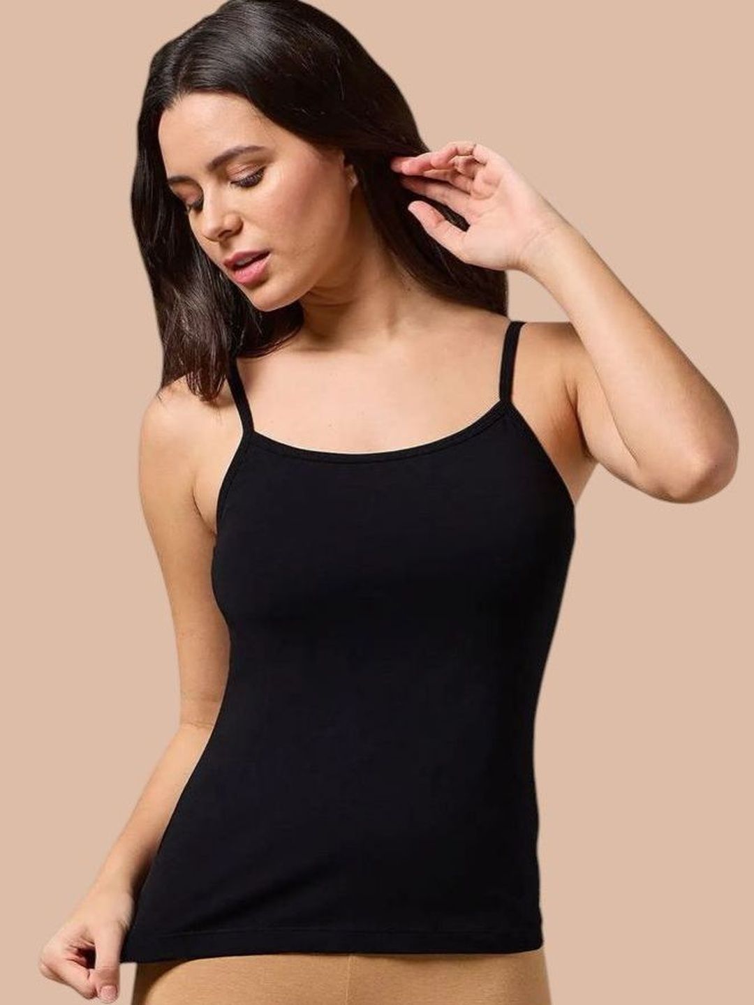 HERE&NOW Women Cotton Camisole Non-Padded Spaghetti Strap with Adjustable Straps