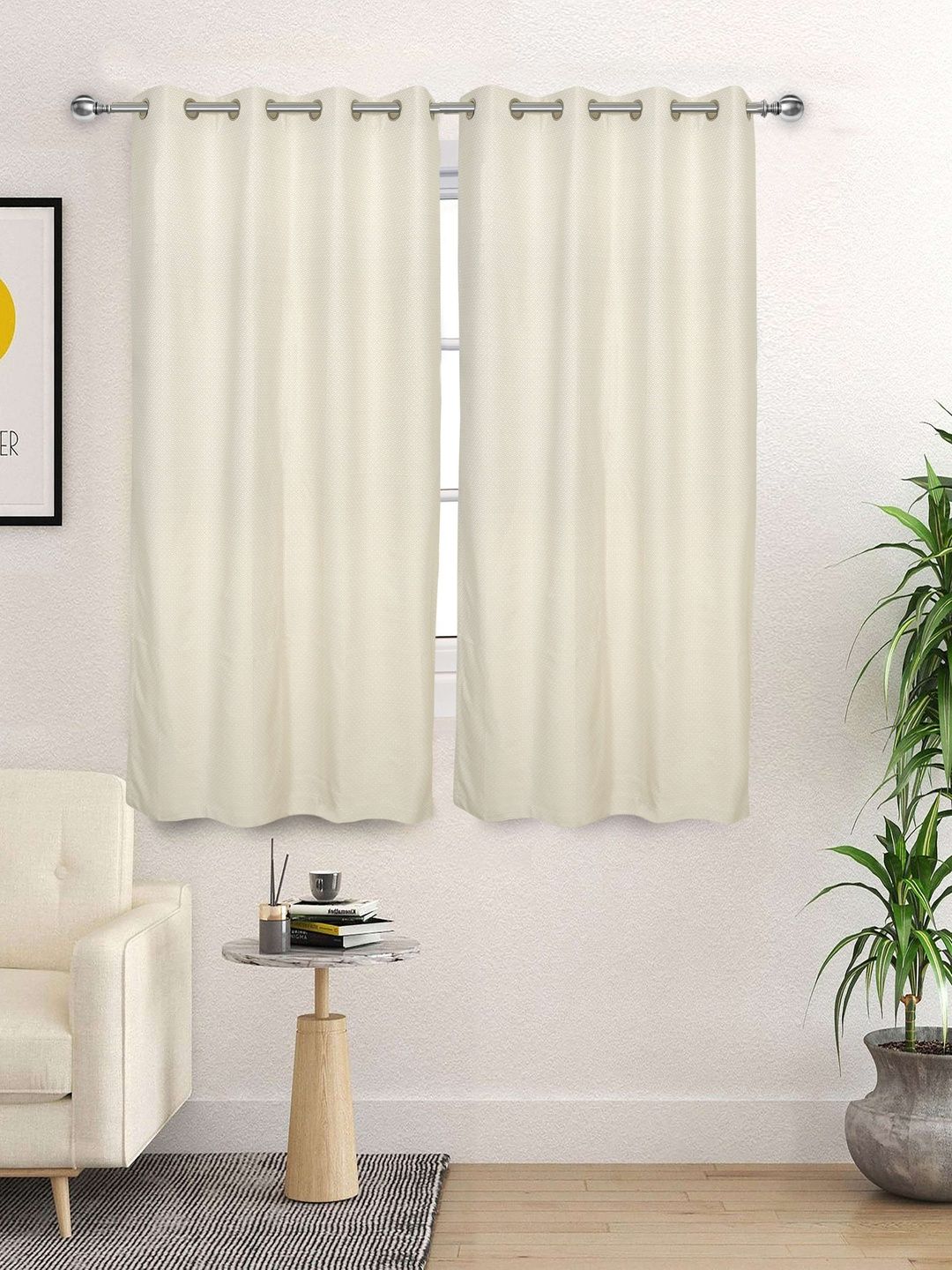 Saral Home White Set of 2 Room Darkening Curtains and Sheers