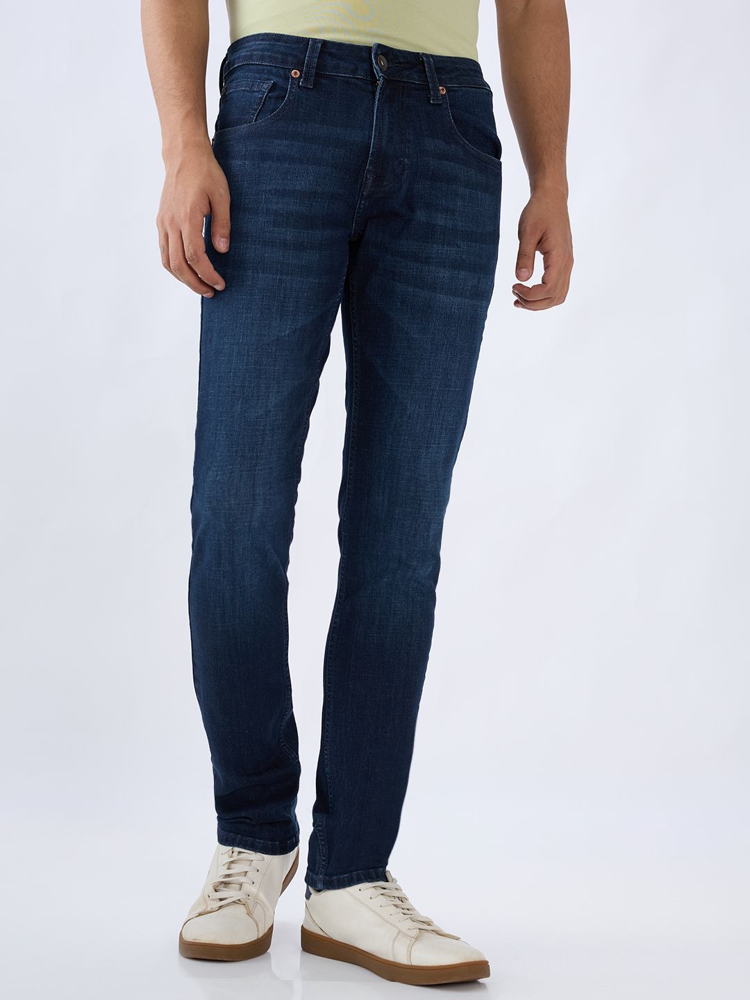Men Slim Fit Low-Rise Jeans SPYKAR Men Skinny Slim Fit Low-Rise Light Fade Stretchable Jeans