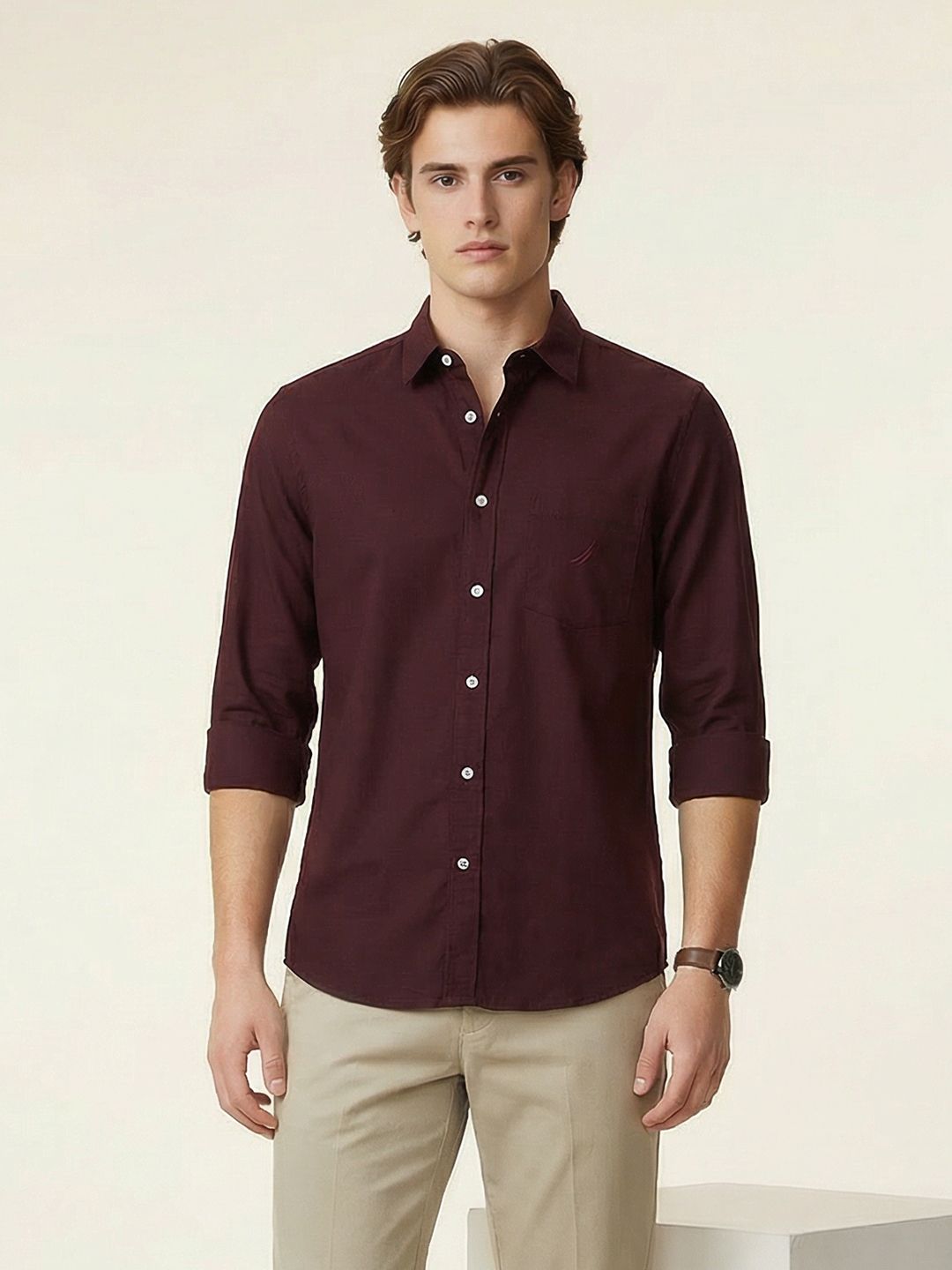 Nautica Slim Fit Pure Cotton Casual Shirt