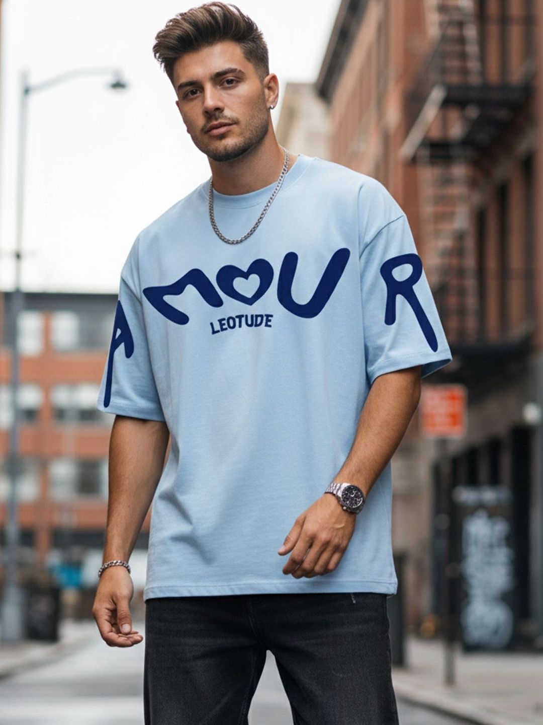 Leotude Men Typography Printed T-shirt