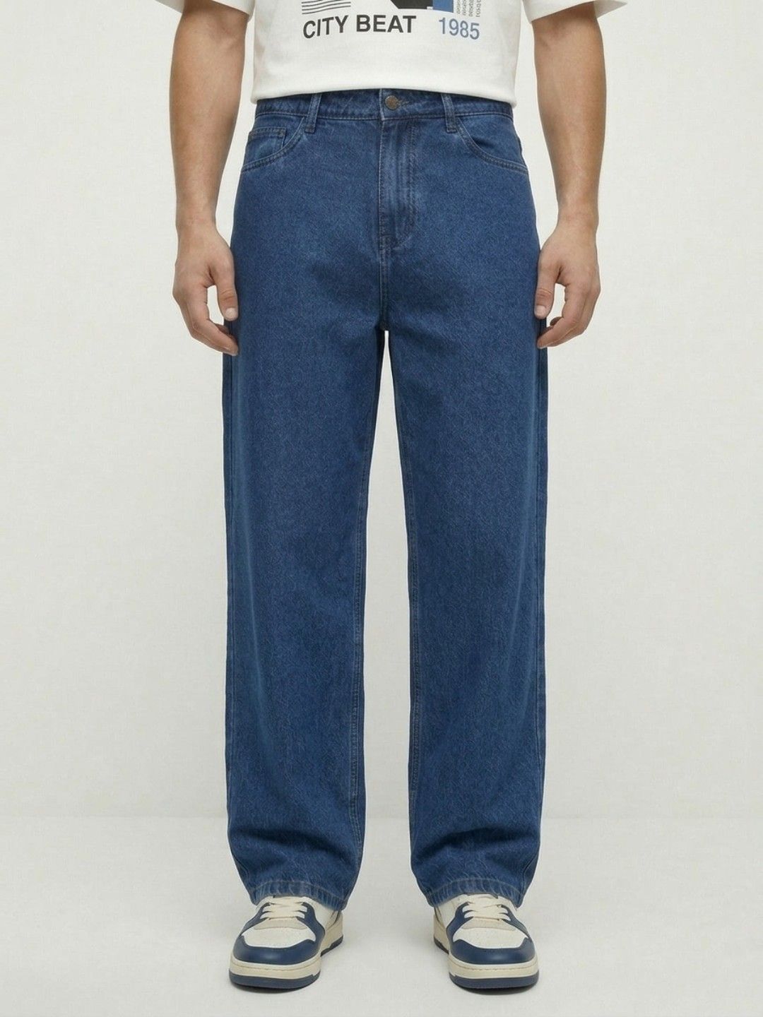 glitchez Men Wide Leg Pure Cotton Jeans
