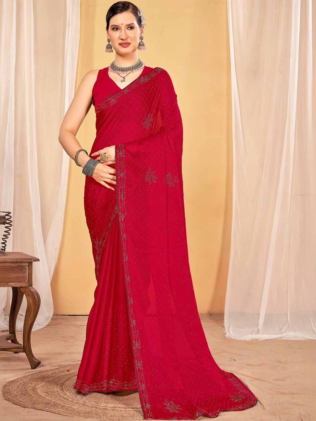 Sangria Embellished Sarees With Unstitched Blouse Piece