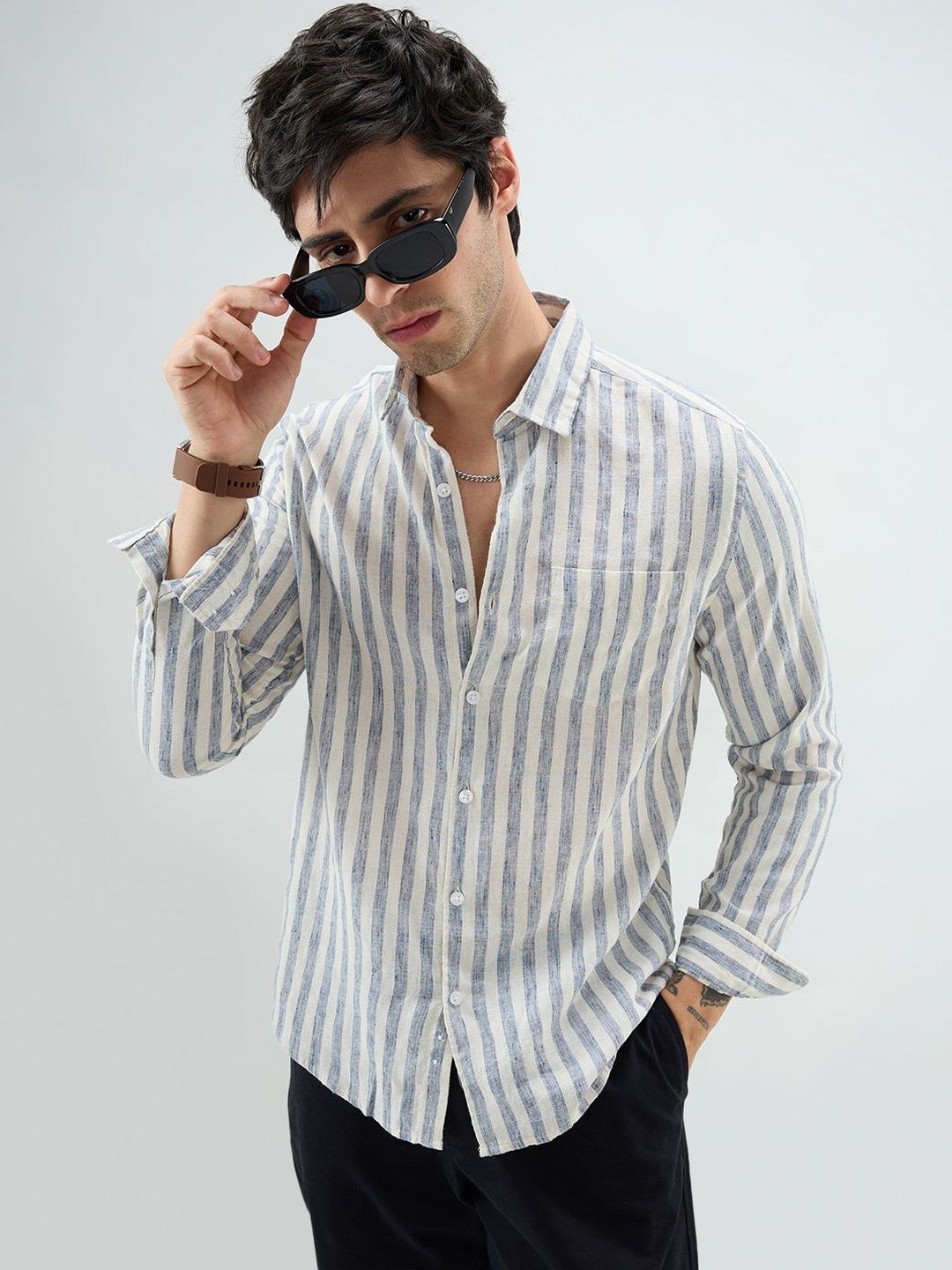 VASTRADO Men Classic Slim Fit Multi Stripes Striped Casual Shirt