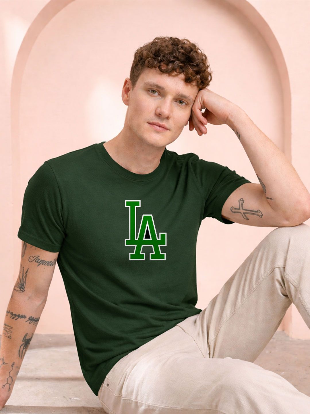 HERE&NOW Men Typography Printed Round Neck Cotton T-shirt