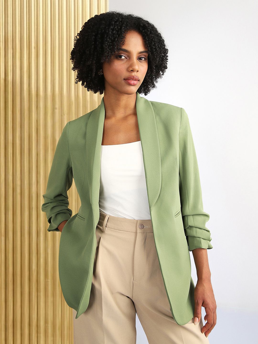 Allen Solly Woman Allen Solly Woman Notched Lapel Single-Breasted Casual Blazers
