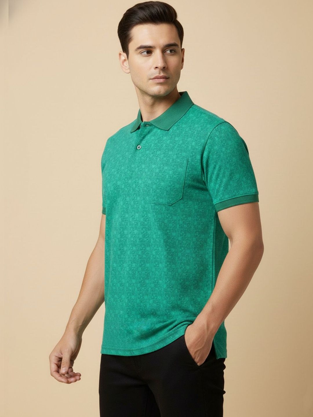 R.Code by The Roadster Life Co. Men Printed Polo Collar T-shirt
