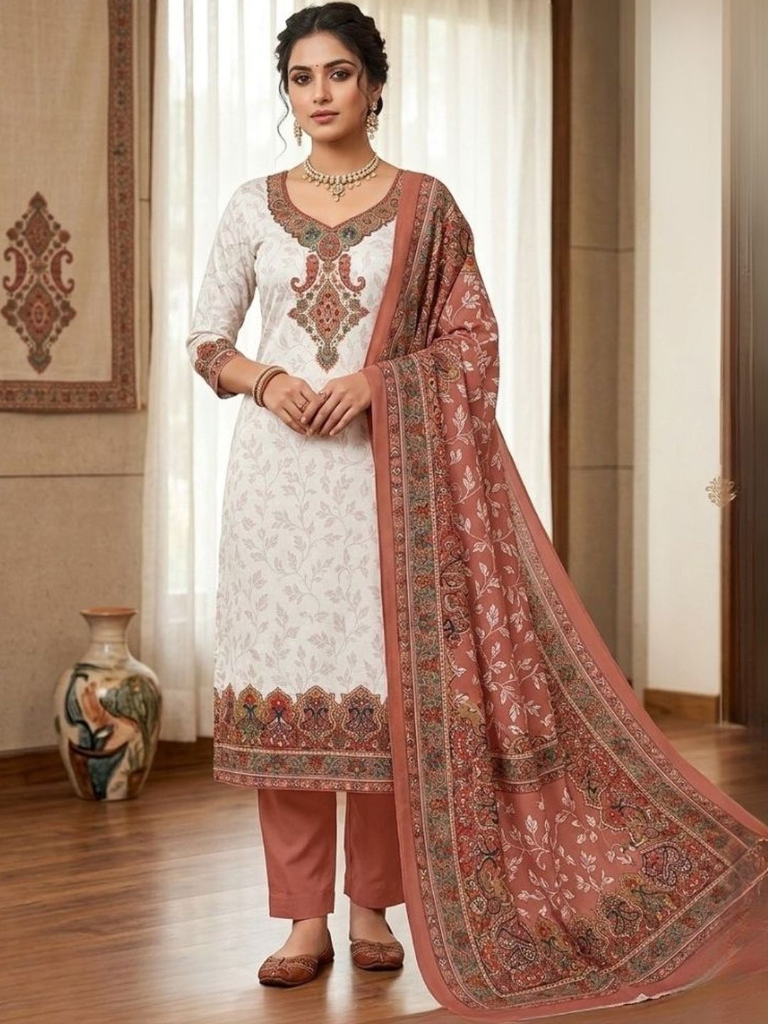 KTI Printed Unstitched Dress Material