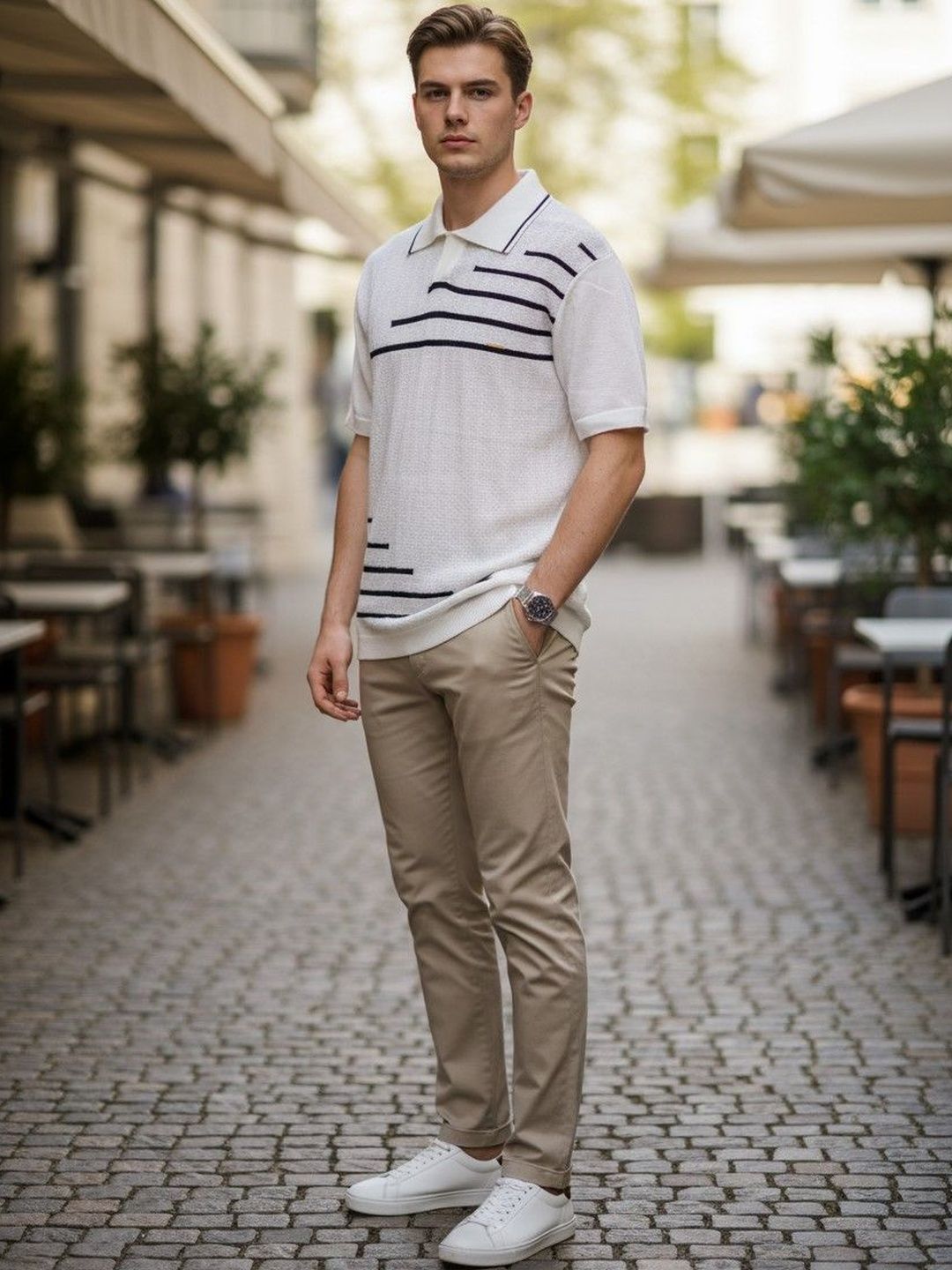 Mast & Harbour Men Polo Collar T-shirt