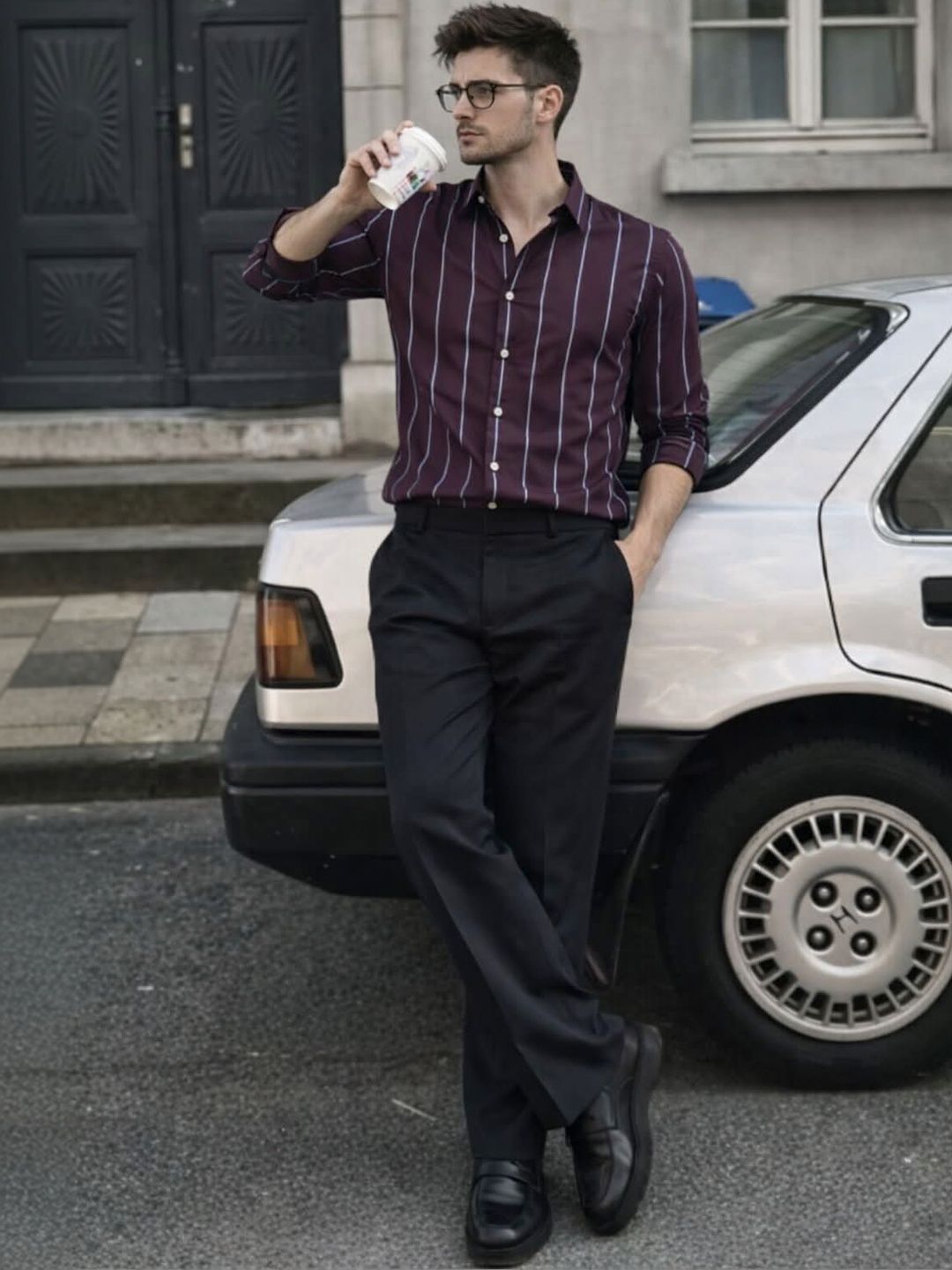 XKIND Men Standard Slim Fit Striped Casual Shirt