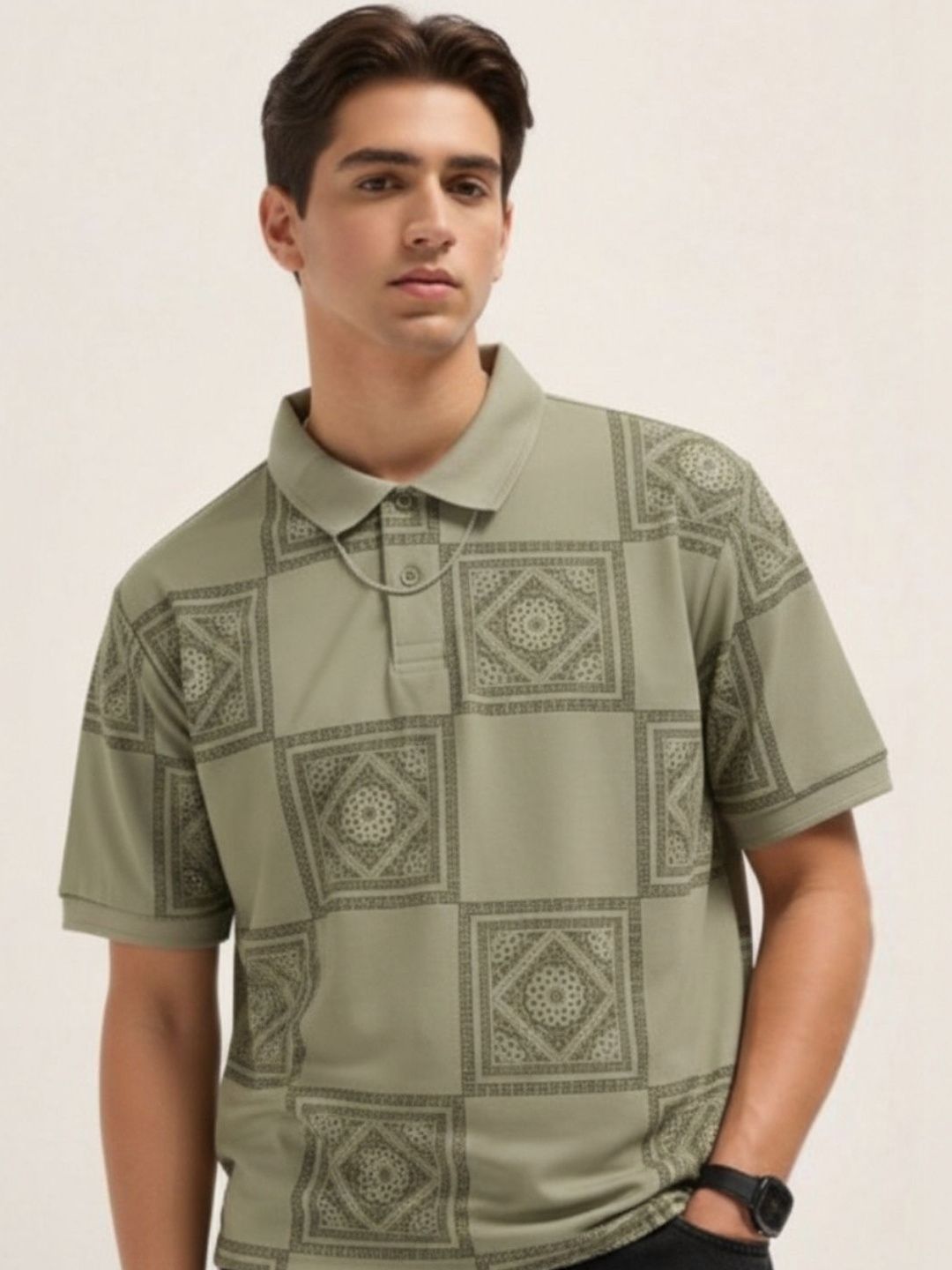 glitchez Men Printed Polo Collar T-shirt