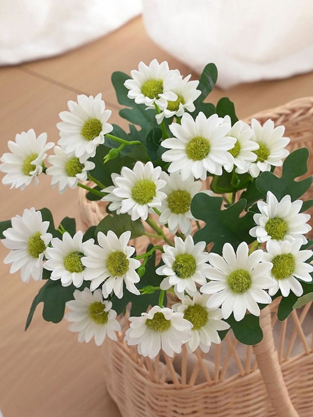 Art Street Art Street Set of 2 White Plastic Daisy Bouquet Decor Artificial Flower 13 In