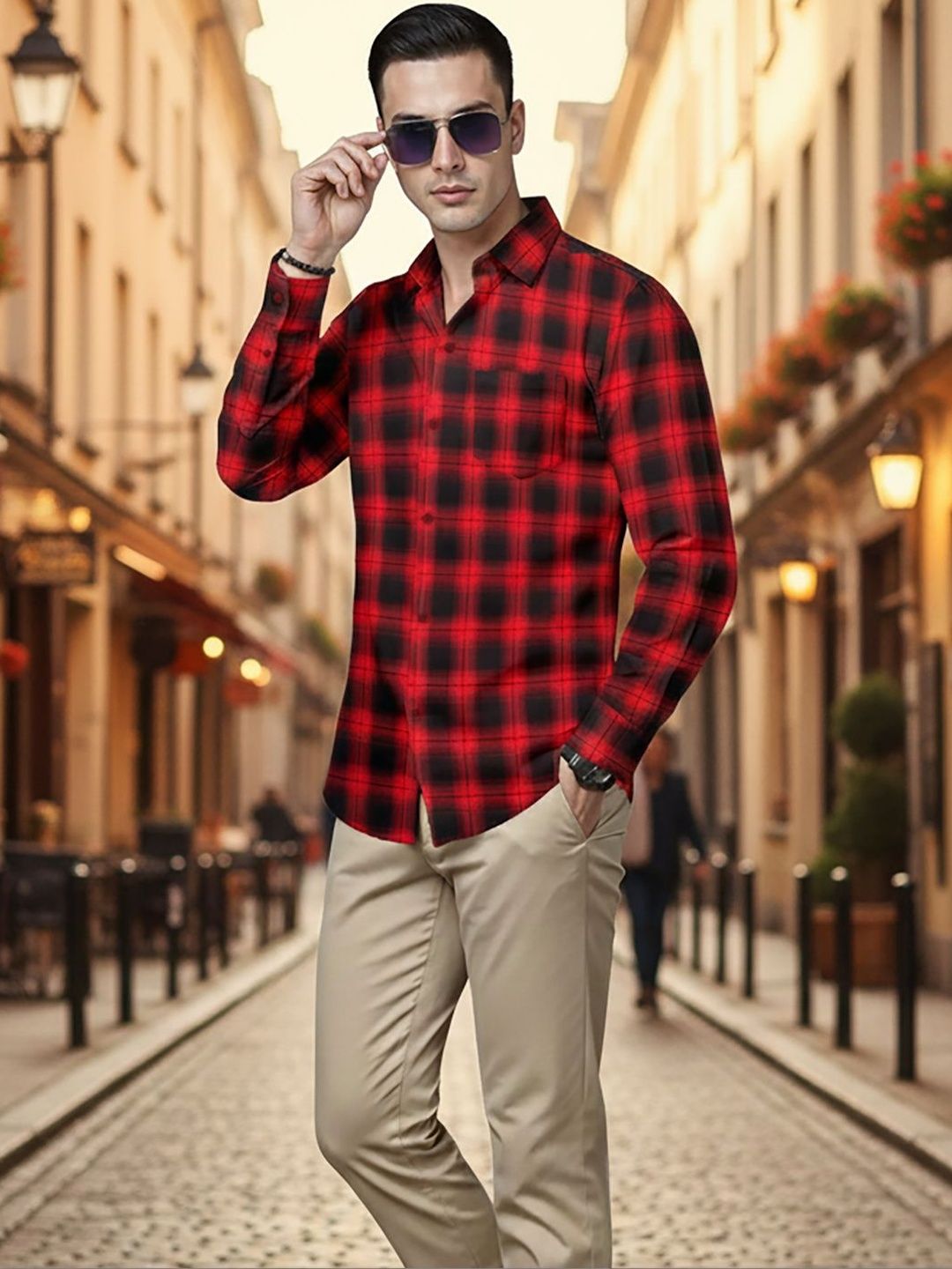 R.Code by The Roadster Life Co. Men Comfort Tartan Checks Checked Formal Shirt