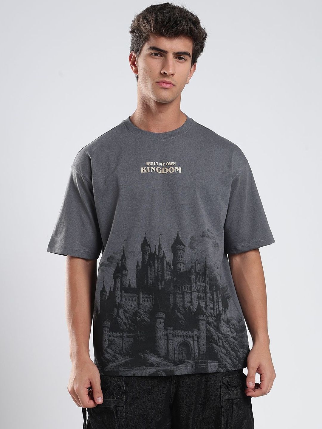 glitchez Men Printed Drop-Shoulder Sleeves T-shirt