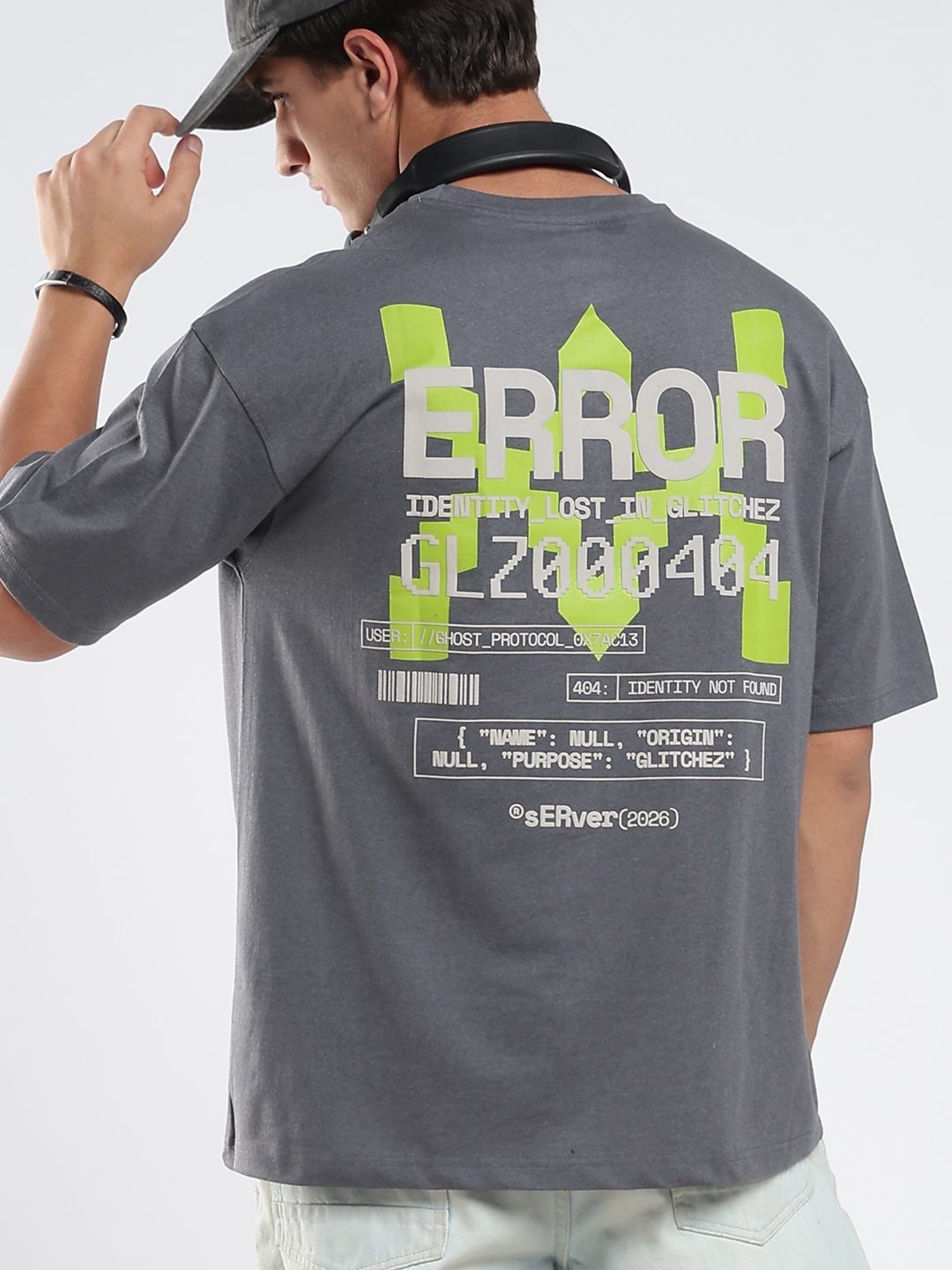 glitchez Men Printed Drop-Shoulder Sleeves T-shirt