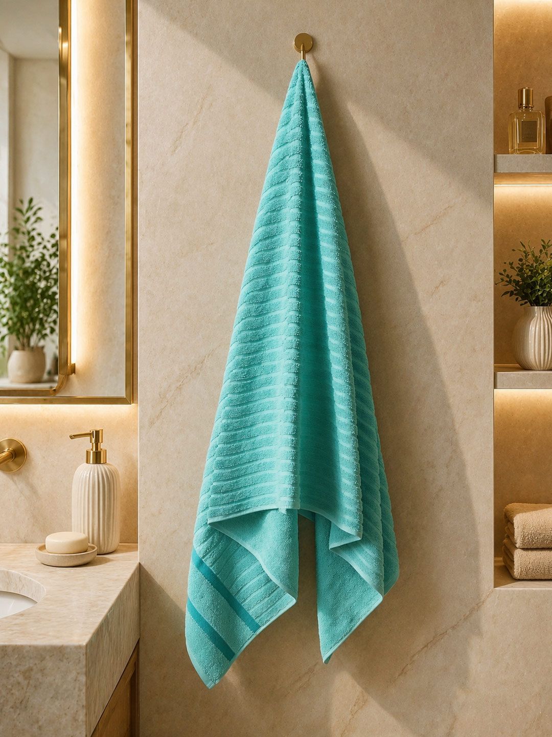 Portico New York Signature Portico New York Signature Sea Green & Sea Green 1 Cotton 500 GSM Bath Towel