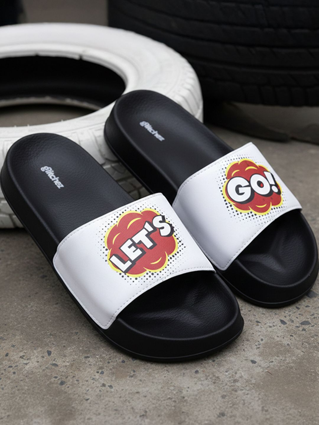 glitchez Men Printed Sliders
