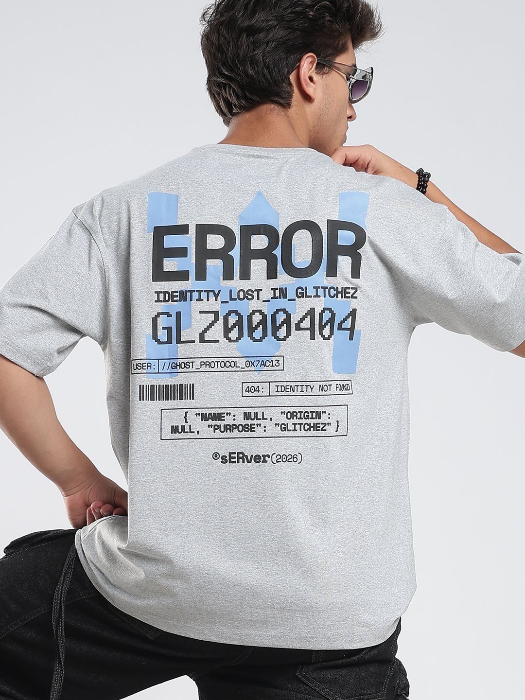 glitchez Men Printed Drop-Shoulder Sleeves T-shirt