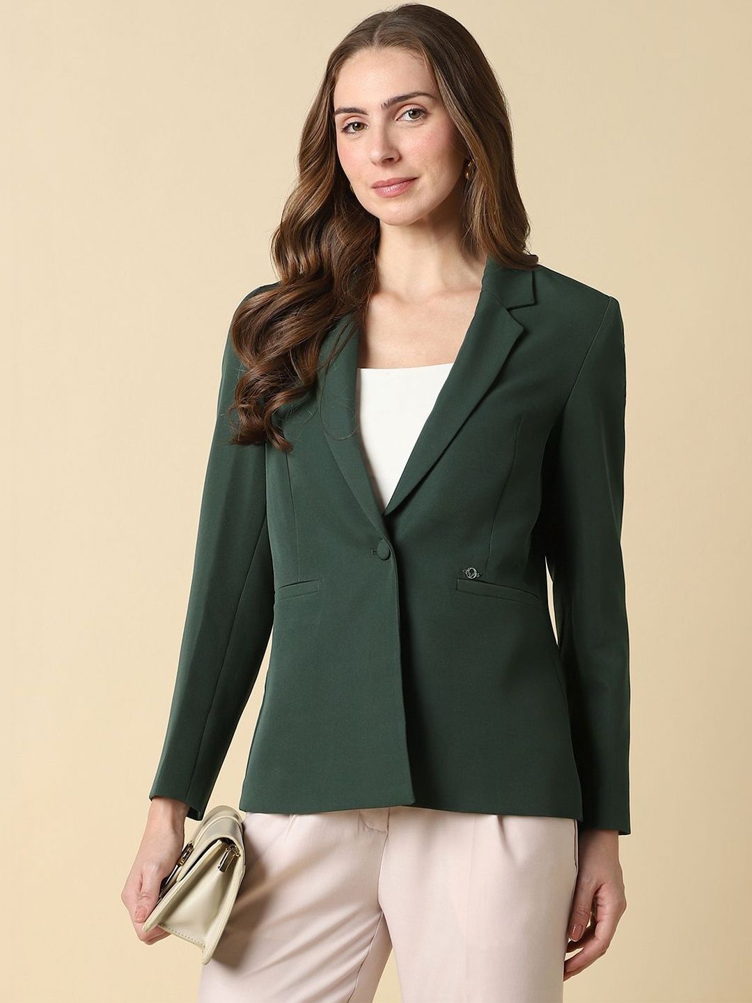 Allen Solly Woman Notched Lapel Single-Breasted Formal Blazer