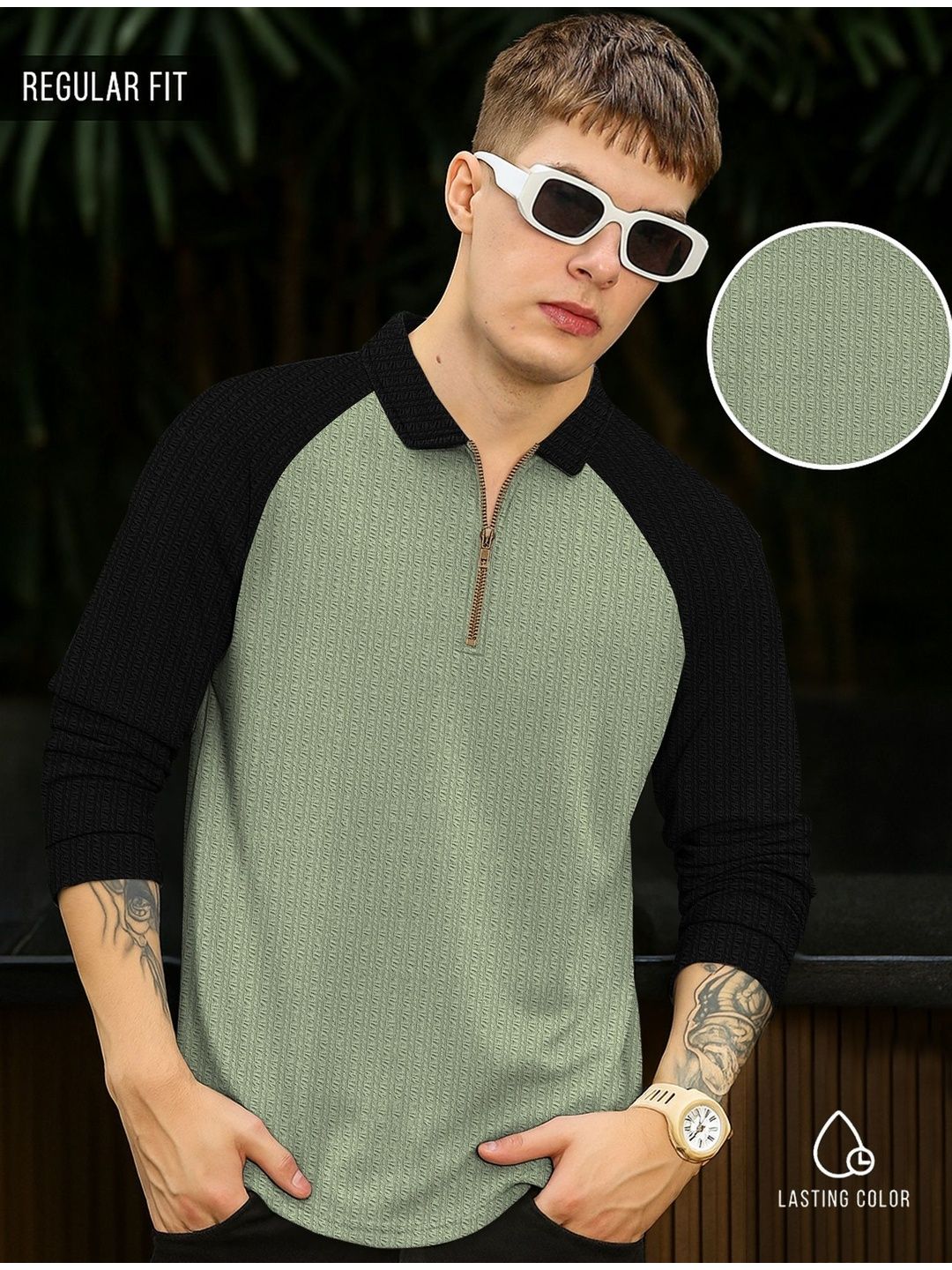 SZN Men Colourblocked Polo Collar T-shirt