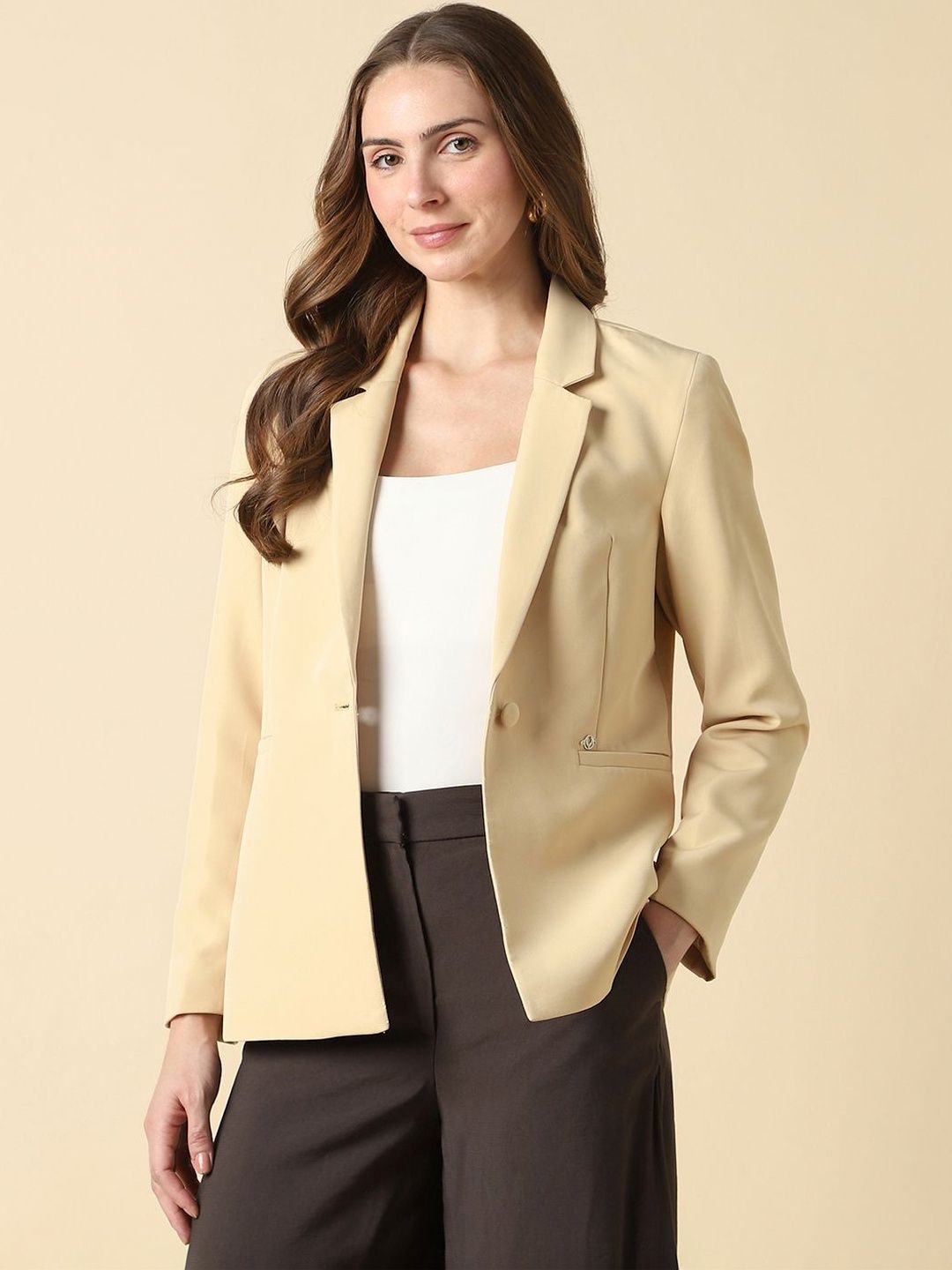 Allen Solly Woman Notched Lapel Single-Breasted Formal Blazer