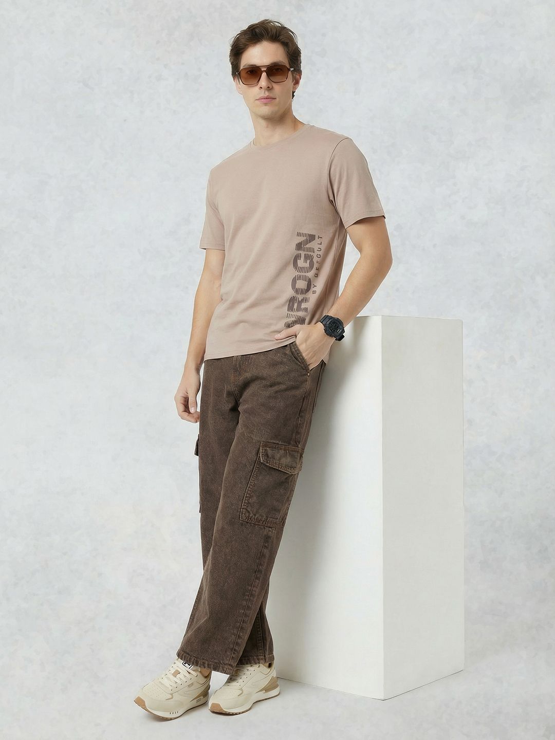 WROGN Brand Logo Printed Slim Fit T-shirt