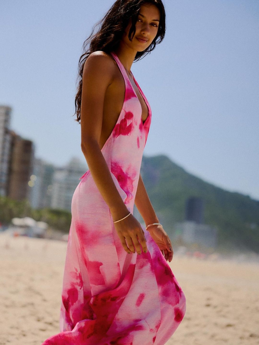 Printed Halter Midi Dress