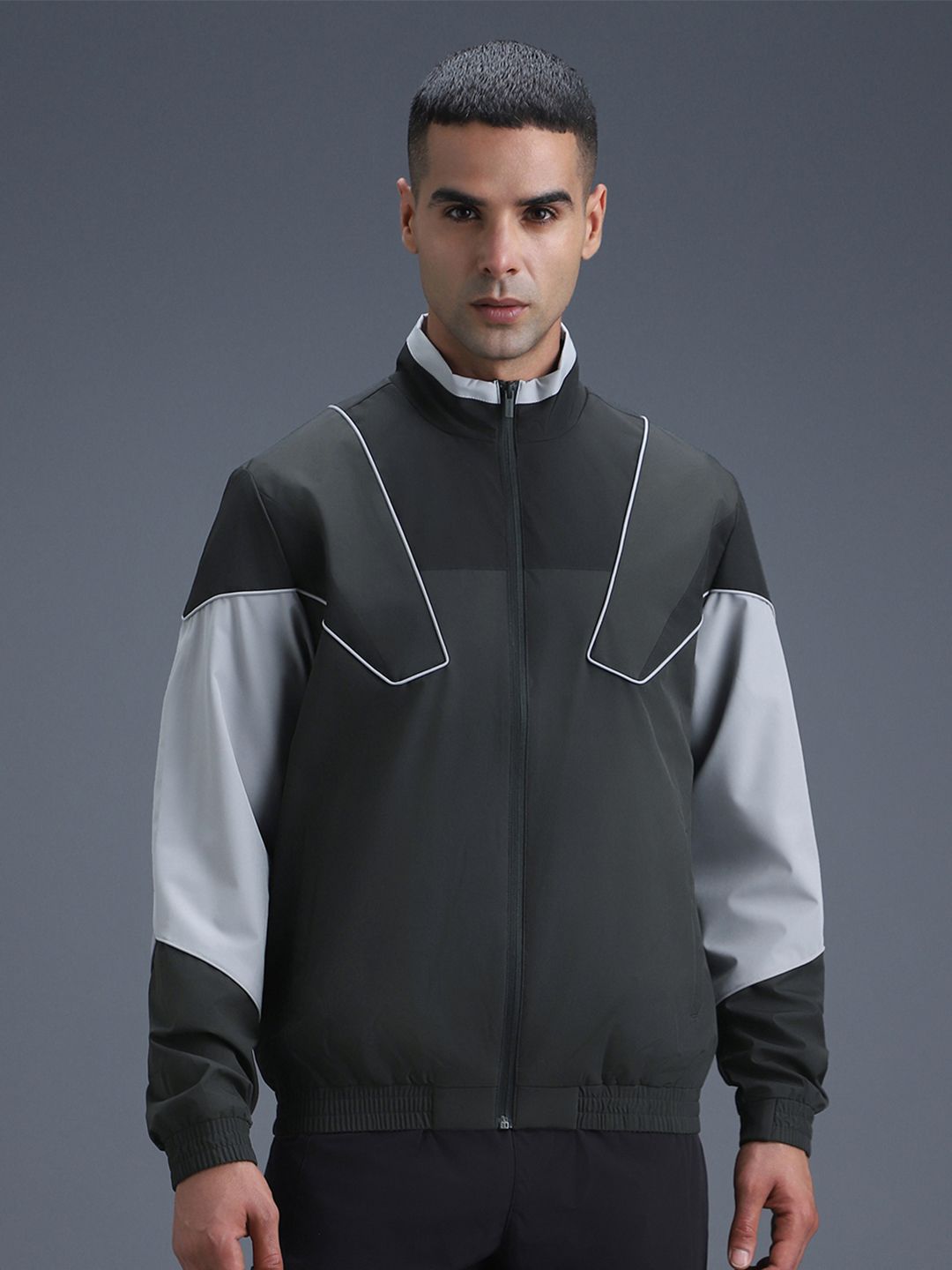 Van Heusen Flex Colourblocked Open Front Jacket