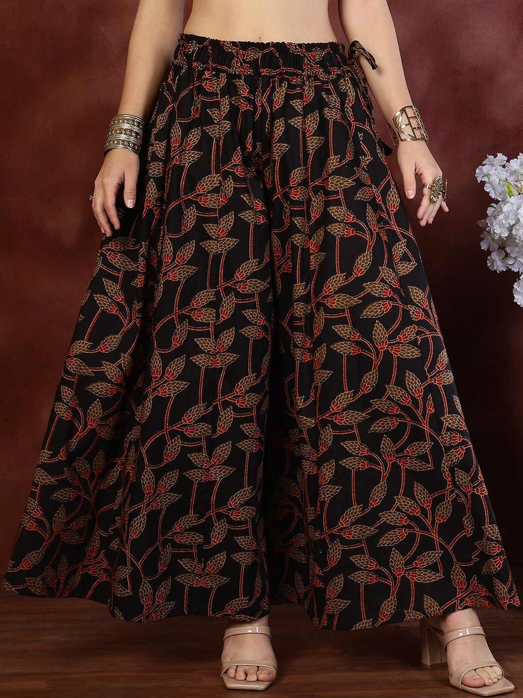 TAG 7 Women Floral Printed Flared Ethnic Palazzos