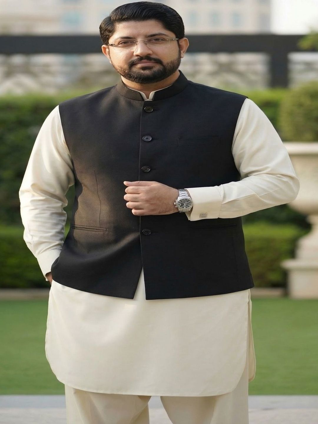 THE FASHION HUB Single-Breasted Nehru Jacket