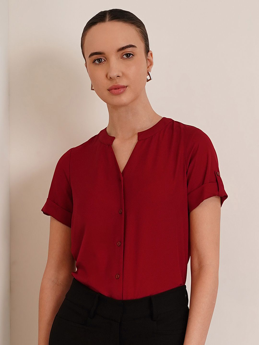Solid Top FABLE STREET Women Red Solid Top