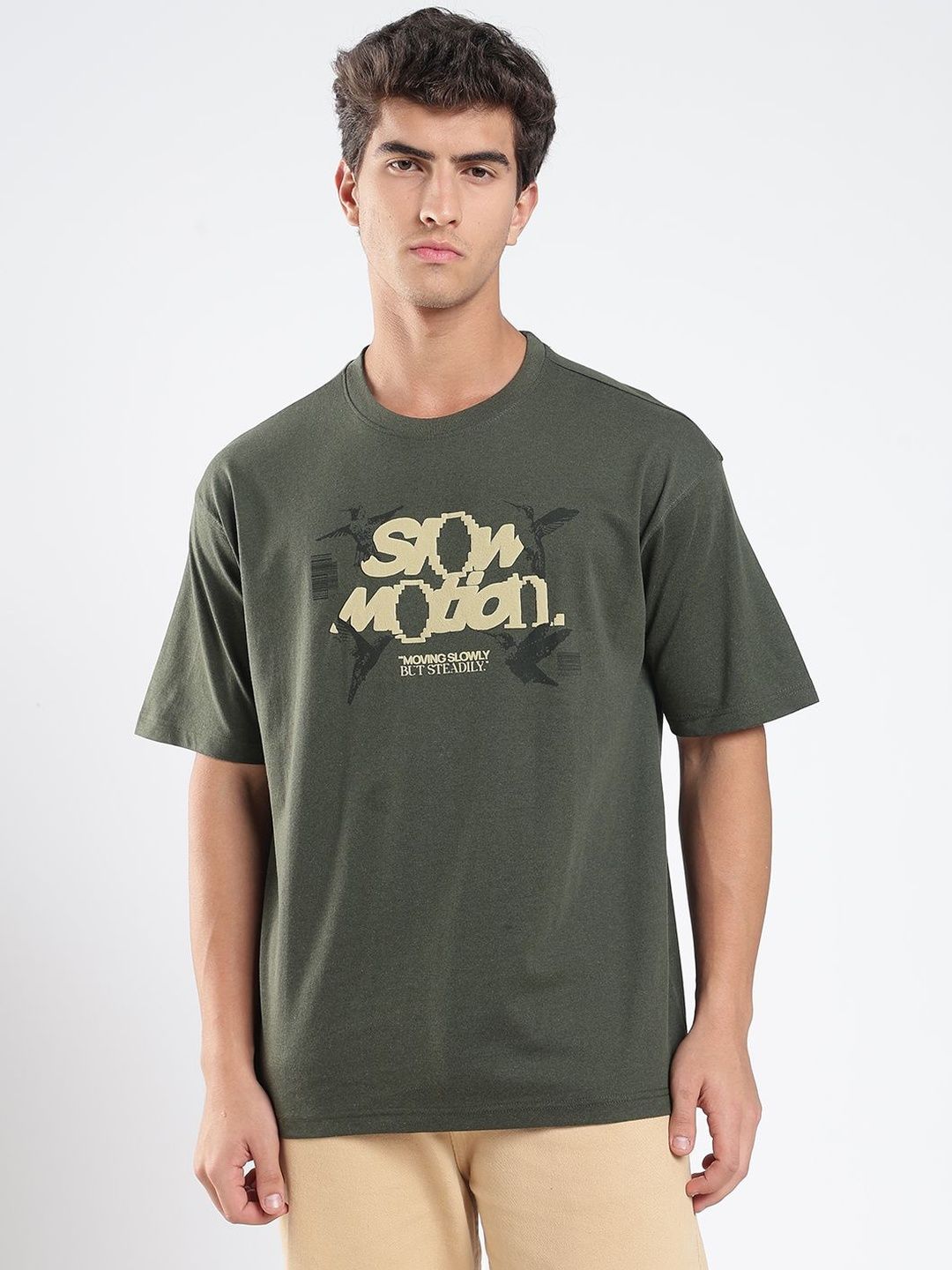 glitchez Men Printed Drop-Shoulder Sleeves T-shirt