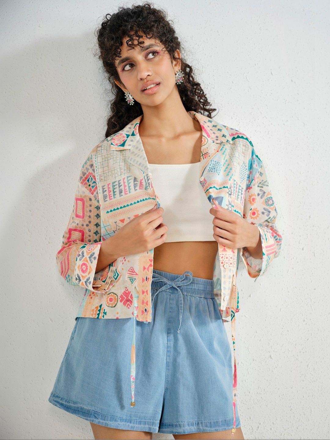 Global Desi Global Desi Print Ethnic Cotton Top