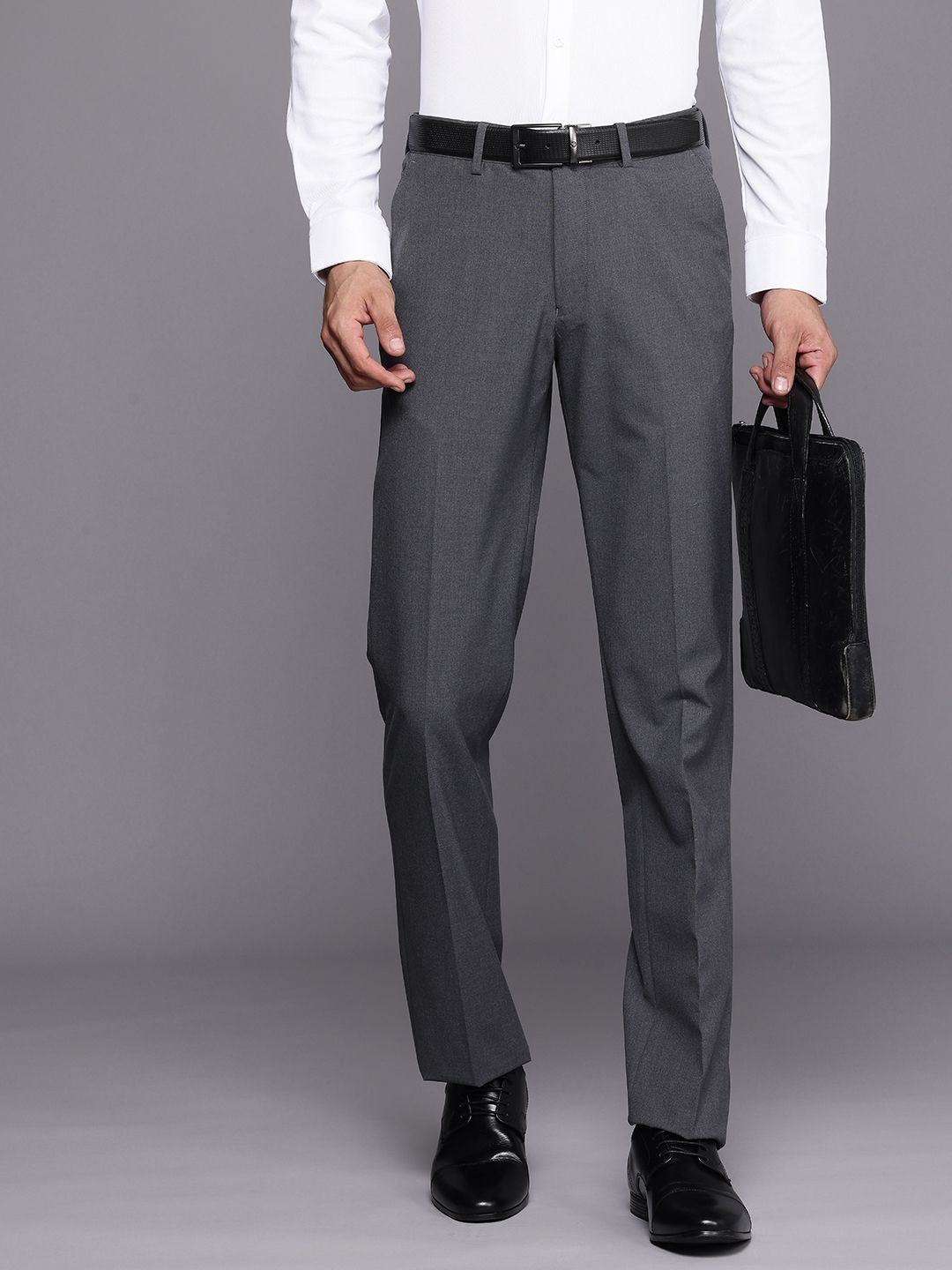 Louis Philippe Men Super Slim Fit Everyday Smart Wear Comfort Stretch Solid Formal Trouser