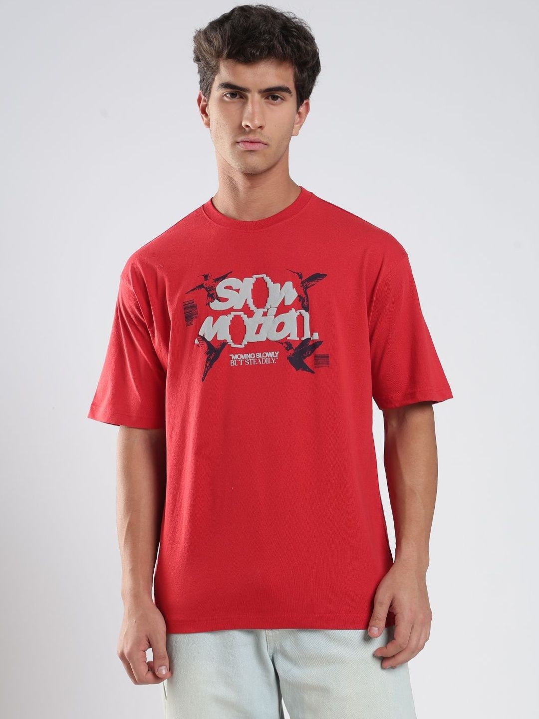 glitchez Men Printed Drop-Shoulder Sleeves T-shirt