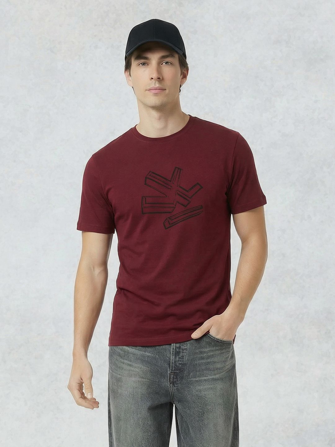 WROGN Brand Logo Printed Cotton T-shirt