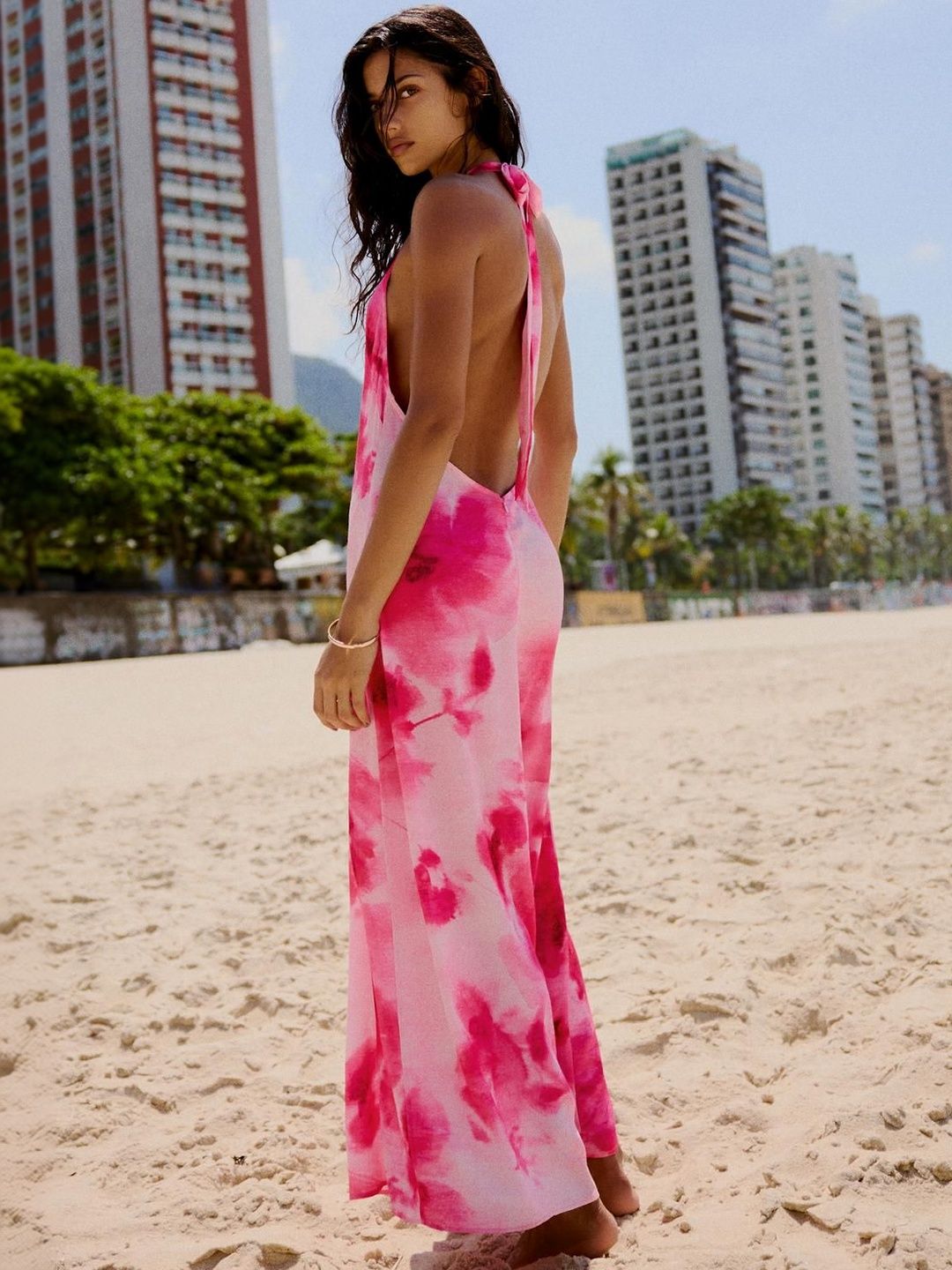 Printed Halter Midi Dress