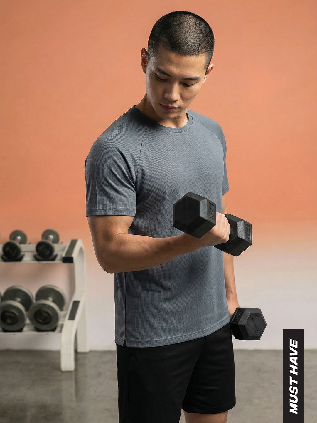 HRX by Hrithik Roshan Textured Rapid-Dry Training T-shirt