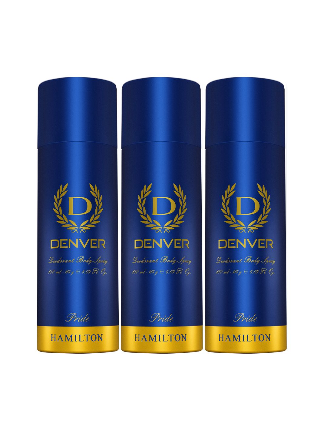 Denver Men Set of 3 Pride Hamilton Deodorant Body Spray - 180 ml each