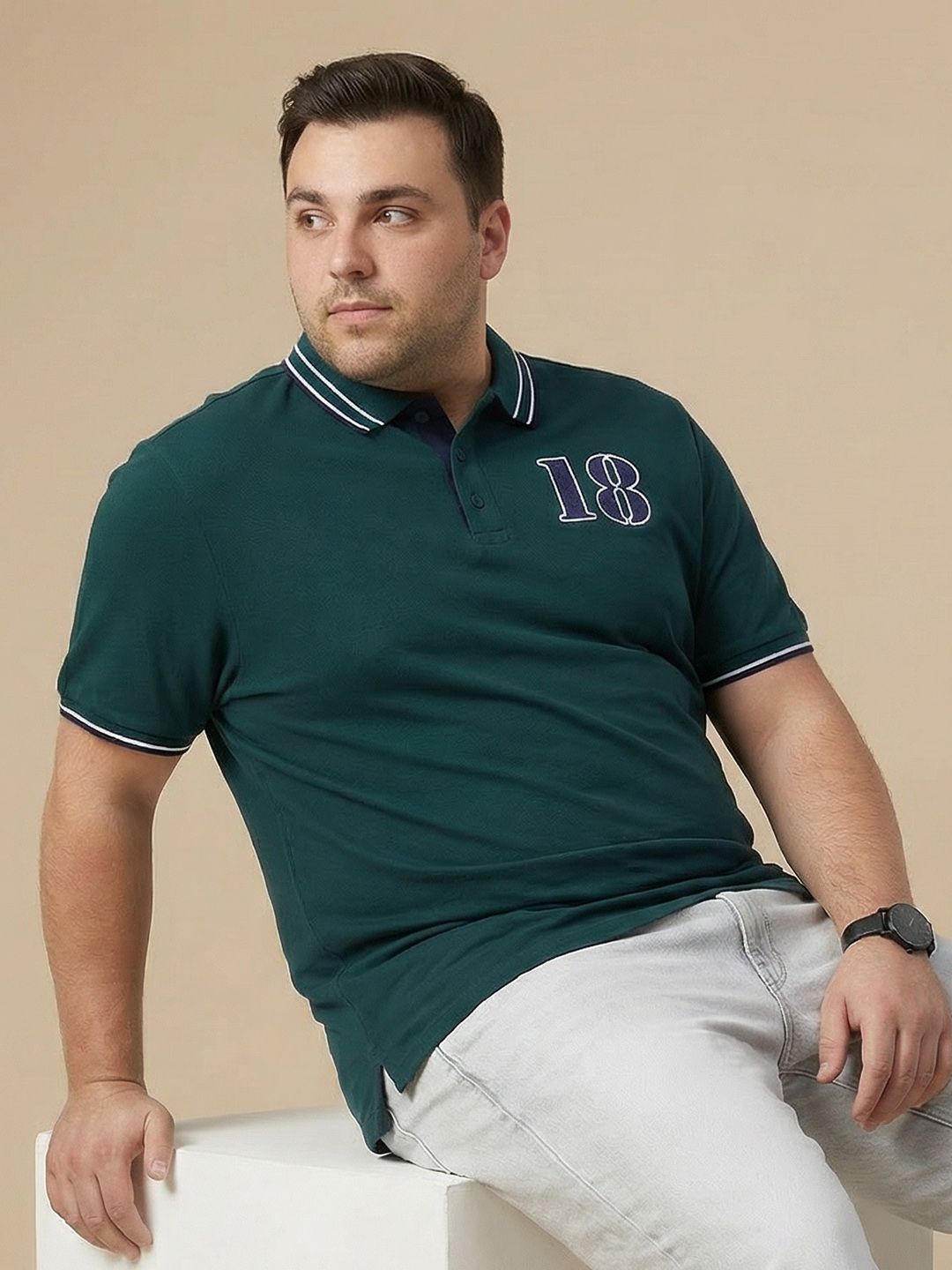 Sztori Plus Size Polo Collar Pure Cotton T-shirt