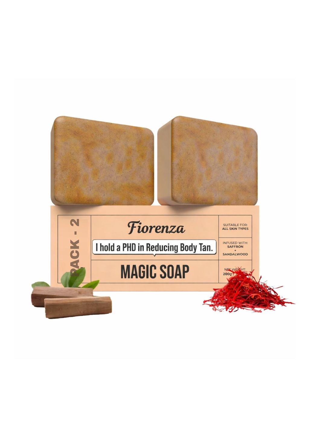 Fiorenza Set Of 2 Sandalwood & Saffron Magic Soaps - 100 g Each